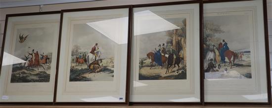 After F.G. Turner, set of four colour prints, Hawking, 48 x 35cm